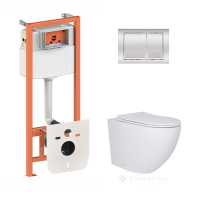 унитаз Qtap Robin + инсталляционная система Nest + квадратная клавиша хром (QT13332381AW47498)