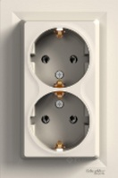 розетка Schneider Electric Asfora 2 пост., 16 А, 250 В, з/к, с рамкой, кремовая (EPH9900123)