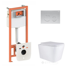 унитаз Qtap Tern Ultra Quiet + инсталляционная система Nest + круглая клавиша сатин (QT17332303AW47509)