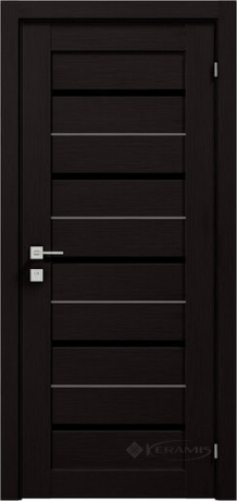 Дверное полотно Rodos Modern Lazio 600 мм, с черным полустеклом, венге шоколадный
