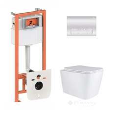 унитаз Qtap Tern Ultra Quiet + инсталляционная система Nest + линейная клавиша хром (QT17332303AW47510)