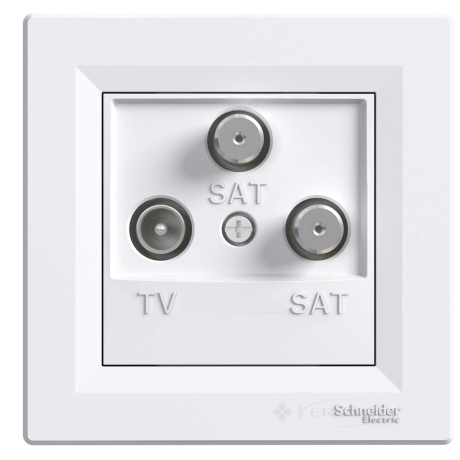 Розетка Schneider Electric Asfora TV-SAT-SAT, 1 пост., с рамкой, белая (EPH3600121)