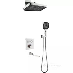 душевая система Devit Flow скрытого монтажа, с изливом, с термостатом, brushed nickel (D117134011221BN)