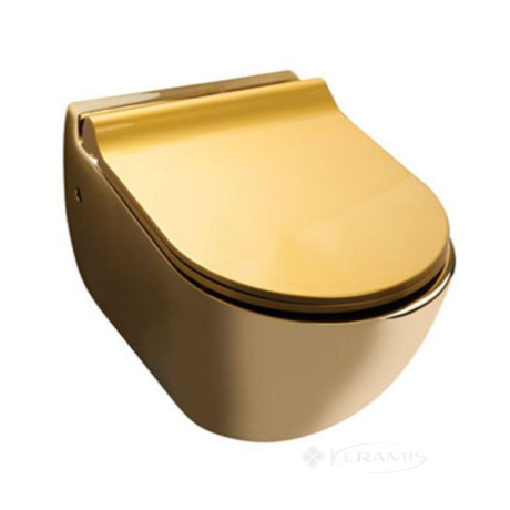 Унитаз Newarc Modern подвесной, сиденье дюропласт медленнопадающее, золото (3823G)