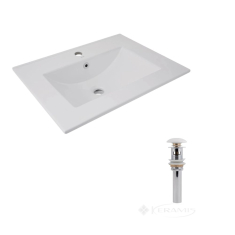 умывальник Qtap Albatross 62x46x18 с донным клапаном Pop-up PU02O White (QT01113060CW148473)