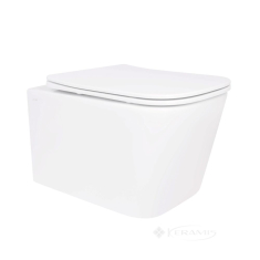 унитаз Qtap Crow Rimless подвесной, без ободка, сиденье дюропласт soft-close белый (QT05335171RW)