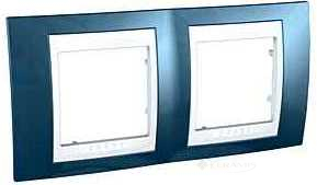 Рамка Schneider Electric Unica Plus, 2 пост., хамелеон блакитний лід/біла (MGU6.004.854)