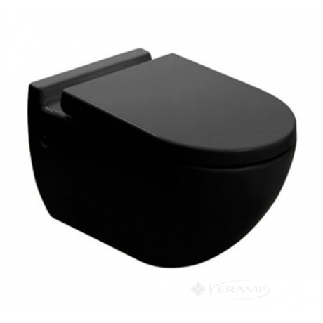 Унитаз Newarc Modern подвесной, сиденье дюропласт медленнопадающее, черный (3823B)