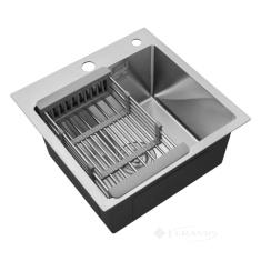 кухонная мойка Kroner Gebürstet 40х35х21,5 сталь с корзиной, сифоном (Gebьrstet-4545HM)