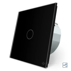 выключатель сенсорный Livolo проходной/перекрестный 1 сенсор, черный стекло (VL-C701S-12)