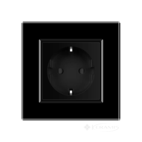 Розетка Livolo 1 пост., 16 А, 220 В, з рамкою, чорне скло (VL-C7C1EU-12)