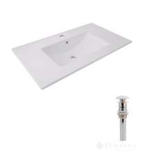 умывальник Qtap Albatross 82x46x18 с донным клапаном Pop-up PU02O white (QT01113080CW148475)