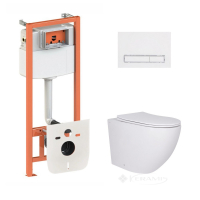 унитаз Qtap Robin Ultra Quiet + инсталляционная система Nest + линейная клавиша белый (QT13332381AW47505)