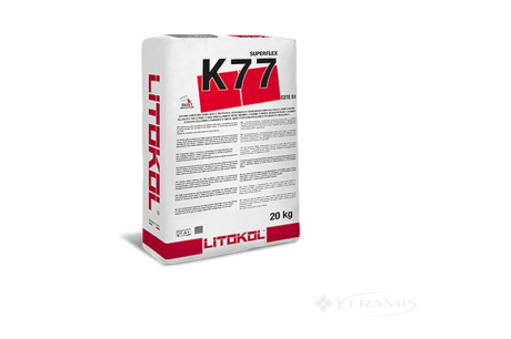 Клей для плитки Litokol Superflex K77 цементна основа білий 20 кг (K77B0020)