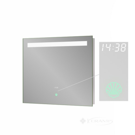 Зеркало Sanwerk Lava 90x3,5x65 DeLuxe с подсветкой и часами (ZL0000123)