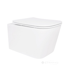 унитаз Qtap Crow подвесной, без ободка, с сиденьем soft-close белый (QT05335172W)