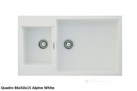Кухонна мийка Fabiano Quadro 86x50x20 alpine white, 2 чаші (8221.301.0454)