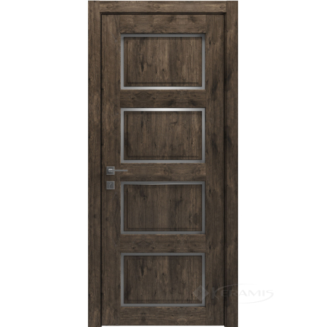 Дверное полотно Rodos Style 4 600 мм, полустекло, акация темная