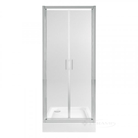 душевые двери Qtap Gemini 90x205 стекло прозрачное + поддон 90x90 с сифоном (GEMCRM209C6UNIS309915)