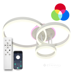 светильник LED потолочный Luminaria Genny round RGB 80w 4r 605x420 white с пультом