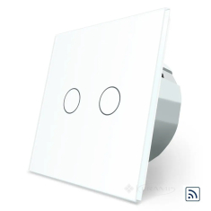 выключатель сенсорный Livolo радиоуправляемый, 2 сенсора, белый стекло (VL-C702R-11)