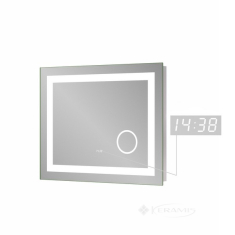 зеркало Sanwerk Ultra 80x3,5x65 Mega  с подсветкой и часами (ZU0000136)