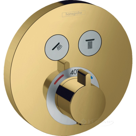 Термостат скрытого монтажа Hansgrohe Shower Select S на два потребителя, золото (15743990)