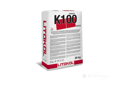 Клей для плитки Litokol Hyperflex K100 цементна основа білий 20 кг (K100B0020)