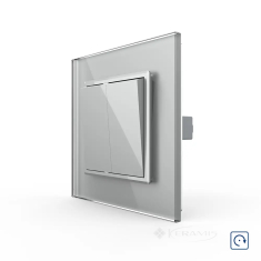 выключатель Livolo 2 кл., без фиксации, серый стекло (VL-C7FCMH-1IP)