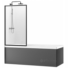 штора для ванны Rea Lagos 80x140 черная, стекло прозрачное (REA-K7633)