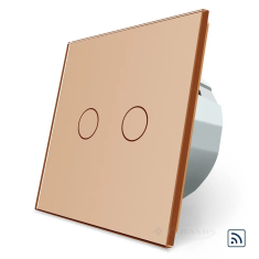 выключатель сенсорный Livolo радиоуправляемый, 2 сенсора, золото стекло (VL-C702R-13)