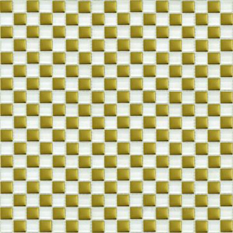 Мозаїка Grand Kerama 30х30 (1,5х1,5) шахматка біло-золоте (413)