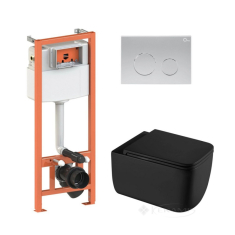 унитаз Qtap Gemini Ultra Quiet + инсталляционная система Nest + круглая клавиша сатин (QT2533076EUQMB46170)