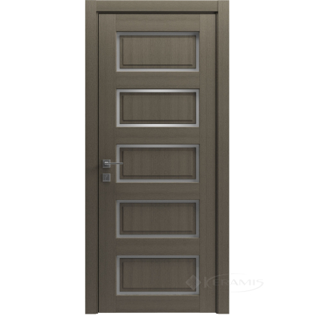 Дверне полотно Rodos Style 5 600 мм, напівскло, сірий дуб