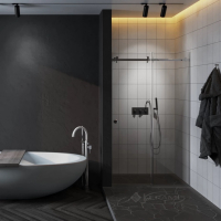 душові двері Weston 1000 мм, скло прозоре, фурнітура: нерж. полірована polish, ручка тримач WDS6 (W021)