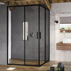душова кабіна Ravak SRV2-90 195 S black + glass Transparent (X1XM70300Z1)