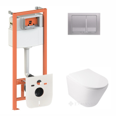 набір Qtap інсталяція 3 в 1 Nest (QT0133M425) з панеллю змиву (QT0111M06029SAT) + унітаз з сидінням (QT16335178W)