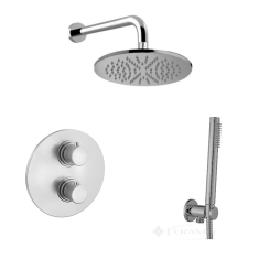 душова система Paffoni Light з термостатом, сталь (KITLIQ018ST)