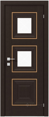 Дверное полотно Rodos Versal Irida 600 мм, с полустеклом 2, венге маро