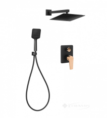 душевая система Invena Midnight скрытого монтажа, черная/золотая (BS-35-014)