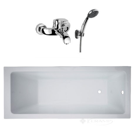 Ванна Volle Libra 170x70 без ніжок + змішувач для ванни Rozzy Jenori Baron хром (TS-1770458+RBZ014-3)