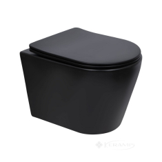 унитаз Qtap Scorpio Ultra Quiet подвесной, без ободка, с сиденьем soft-close черный матовый (QT14332380AMB)