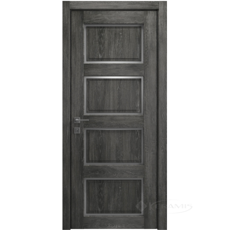Дверное полотно Rodos Style 4 700 мм, полустекло, дуб шале графит