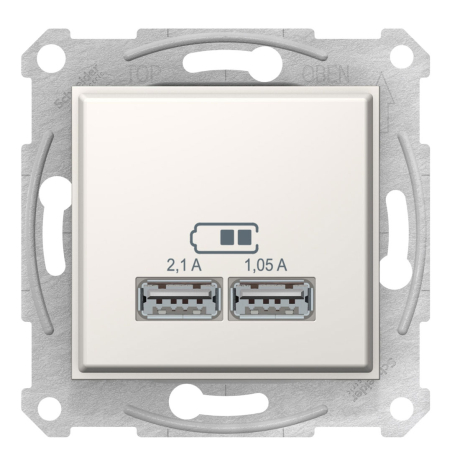 Розетка Schneider Electric Sedna USB, 1 пост., 2,1 A, 100-240 В, без рамки, бежевая (SDN2710223)