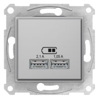 розетка Schneider Electric Sedna USB, 1 пост., 2,1 A, 100-240 В, без рамки, алюміній (SDN2710260)