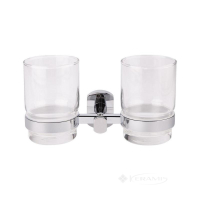 склянка з тримачем Qtap Liberty подвійний, хром (QTLIBCRM1155)