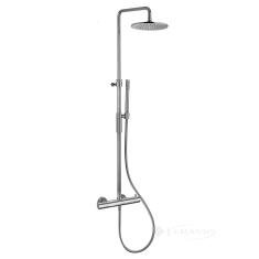 душова система Paffoni Light, з термостатом 300 Steel Looking, хром (ZCOL646KLIQST)