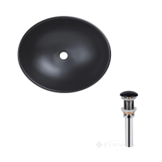 умывальник Qtap Dove 41,5x34x14 с донным клапаном PU03 black matt (QT063078MBMBN47307)