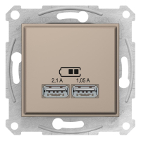 розетка Schneider Electric Sedna USB, 1 пост., 2,1 A, 100-240 В, без рамки, титан (SDN2710268)