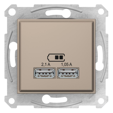 Розетка Schneider Electric Sedna USB, 1 пост., 2,1 A, 100-240 В, без рамки, титан (SDN2710268)